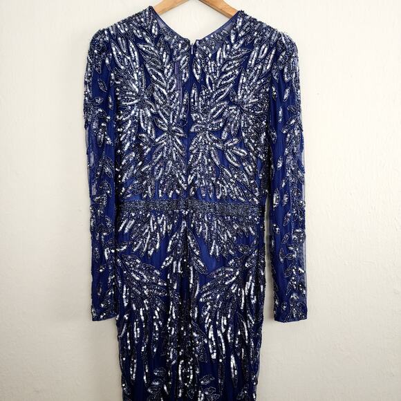 Mac Duggal Illusion Long Sleeve Beaded Embellished Gown NWT 8 Style 6023 Gown - Picture 12 of 16